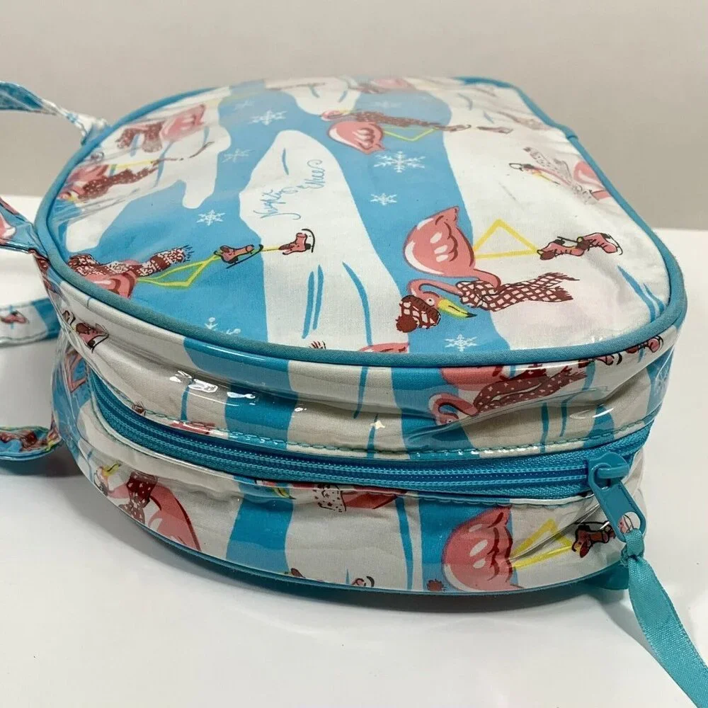 NICK & NORA Naughty & Nice Christmas Flamingo Vinyl Cosmetic Makeup Travel Bag